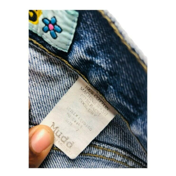 Mudd Jeans Womens Power Rangers Denim Shorts Embroidered Patches Blue Size 7 - Picture 7 of 8